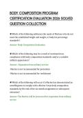 BODY COMPOSITION PROGRAM &NewLine;CERTIFICATION EVALUATION 2026 SOLVED &NewLine;QUESTION COLLECTION