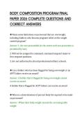 BODY COMPOSITION PROGRAM FINAL &NewLine;PAPER 2026 COMPLETE QUESTIONS AND &NewLine;CORRECT ANSWERS