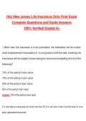 &lpar;NJ&rpar; New Jersey Life Insurance Only Final Exam &lpar;Latest 2026&sol;2027 Update&rpar; Complete Questions and Guide Answers&comma; 100&percnt; Verified Graded A&plus;
