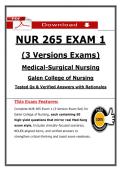 NUR 265 Exam 1 &lpar;3 Exam Sets&rpar; &ndash; Medical-Surgical Nursing &ndash; &lpar;2026&sol;2027&rpar; Galen Actual Questions & Answers&comma; 100&percnt; Guarantee Pass