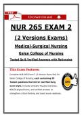 NUR 265 Exam 2 &lpar;2 Versions&rpar; &ndash; Galen Medical-Surgical Nursing &ndash; &lpar;2026&sol;2027&rpar; Actual Questions & Answers&comma; 100&percnt; Guarantee Pass