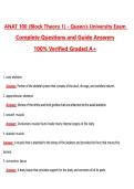ANAT 100 &lpar;Block Theory 1&rpar; - Queen's University Exam &lpar;Latest 2026&sol;2027 Update&rpar; Complete Questions and Guide Answers&comma; 100&percnt; Verified Graded A&plus;