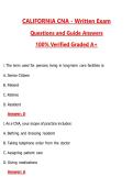 CALIFORNIA CNA - Written Exam &lpar;Latest 2026&sol;2027 Update&rpar; Complete Questions and Guide Answers&comma; 100&percnt; Verified Graded A&plus;
