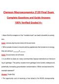 Clemson Macroeconomics 2120 Final Exam &lpar;Latest 2026&sol;2027 Update&rpar; Complete Questions and Guide Answers&comma; 100&percnt; Verified Graded A&plus;