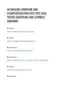 AP ENGLISH LITERATURE AND&NewLine;COMPOSITION PRACTICE TEST 2026&NewLine;TESTED QUESTIONS AND CORRECT&NewLine;ANSWERS&NewLine;