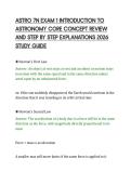 ASTRO 7N EXAM 1 INTRODUCTION TO&NewLine;ASTRONOMY CORE CONCEPT REVIEW&NewLine;AND STEP BY STEP EXPLANATIONS 2026&NewLine;STUDY GUIDE