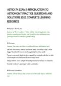 ASTRO 7N EXAM 1 INTRODUCTION TO&NewLine;ASTRONOMY PRACTICE QUESTIONS AND&NewLine;SOLUTIONS 2026 COMPLETE LEARNING&NewLine;RESOURCE