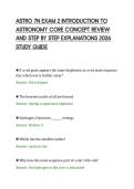 ASTRO 7N EXAM 2 INTRODUCTION TO&NewLine;ASTRONOMY CORE CONCEPT REVIEW&NewLine;AND STEP BY STEP EXPLANATIONS 2026&NewLine;STUDY GUIDE