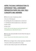 ASTRO 7N EXAM 2 INTRODUCTION TO&NewLine;ASTRONOMY FINAL ASSESSMENT&NewLine;PREPARATION PAPER 2026 HIGH YIELD&NewLine;CONCEPTS AND ANSWERS