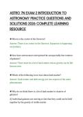 ASTRO 7N EXAM 2 INTRODUCTION TO&NewLine;ASTRONOMY PRACTICE QUESTIONS AND&NewLine;SOLUTIONS 2026 COMPLETE LEARNING&NewLine;RESOURCE