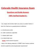 Colorado Health Insurance Exam &lpar;Latest 2026&sol;2027 Update&rpar; Complete Questions and Guide Answers&comma; 100&percnt; Verified Graded A&plus;