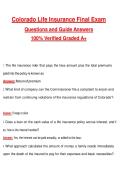 Colorado Life Insurance Final Exam &lpar;Latest 2026&sol;2027 Update&rpar; Complete Questions and Guide Answers&comma; 100&percnt; Verified Graded A&plus;