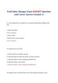 Food Safety Manager Exam 2026&sol;2027 Questions And Correct Answers Graded A&plus;&NewLine;&NewLine;&NewLine;