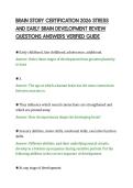 BRAIN STORY CERTIFICATION 2026 STRESS &NewLine;AND EARLY BRAIN DEVELOPMENT REVIEW &NewLine;QUESTIONS ANSWERS VERIFIED GUIDE