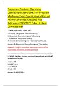 Tennessee Precision Machining Certification Exam&colon; CNC 5-Axis Milling Specialist Exam Questions And Correct Answers &lpar;Verified Answers&rpar; Plus Rationales 2025&sol;2026 Q&A &vert; Instant Download Pdf