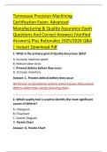 Tennessee Precision Machining Certification Exam&colon; CNC 5-Axis Milling Specialist Exam Questions And Correct Answers &lpar;Verified Answers&rpar; Plus Rationales 2025&sol;2026 Q&A &vert; Instant Download Pdf