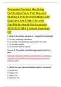 Tennessee Precision Machining &NewLine;Certification Exam&colon; CNC Blueprint &NewLine;Reading & Print Interpretation Exam &NewLine;Questions And Correct Answers &NewLine;&lpar;Verified Answers&rpar; Plus Rationales &NewLine;2025&sol;2026 Q&A &vert; Instant Download &NewLine;Pdf 