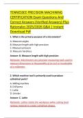 TENNESSEE PRECISION MACHINING &NewLine;CERTIFICATION Exam Questions And &NewLine;Correct Answers &lpar;Verified Answers&rpar; Plus &NewLine;Rationales 2025&sol;2026 Q&A &vert; Instant &NewLine;Download Pdf 