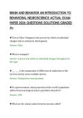 BRAIN AND BEHAVIOR AN INTRODUCTION TO &NewLine;BEHAVIORAL NEUROSCIENCE ACTUAL EXAM &NewLine;PAPER 2026 QUESTIONS SOLUTIONS GRADED &NewLine;A&plus; 