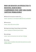 BRAIN AND BEHAVIOR AN INTRODUCTION TO &NewLine;BEHAVIORAL NEUROSCIENCE &NewLine;COMPREHENSIVE STUDY SHEET 2026 SOLVED &NewLine;QUESTIONS PREMIUM BUNDLE