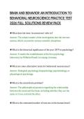 BRAIN AND BEHAVIOR AN INTRODUCTION TO &NewLine;BEHAVIORAL NEUROSCIENCE PRACTICE TEST &NewLine;2026 FULL SOLUTIONS REVIEW PACK