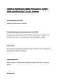 Certified Healthcare Safety Professional &lpar;CHSP&rpar; Exam Questions And Correct Answers