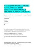 NR226&lowbar;FUNDAMENTAL PATIENT CARE&lowbar; 145 REAL EXAM QUESTIONS AND CORRECT ANSWERS ALREADY GRADED A&plus;