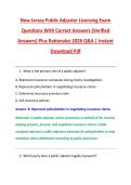 New Jersey Public Adjuster Licensing Exam &NewLine;Questions With Correct Answers &lpar;Verified &NewLine;Answers&rpar; Plus Rationales 2026 Q&A &vert; Instant &NewLine;Download Pdf 