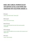 BASIC AND CLINICAL PHARMACOLOGY&NewLine;15TH EDITION ACTUAL EXAM PAPER 2026&NewLine;QUESTIONS WITH SOLUTIONS GRADED A&plus;