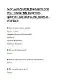 BASIC AND CLINICAL PHARMACOLOGY&NewLine;15TH EDITION FINAL PAPER 2026&NewLine;COMPLETE QUESTIONS AND ANSWERS&NewLine;VERIFIED A&plus;