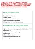 CRRN ACTUAL PRACTICE EXAM WITH COMPLETE &NewLine;QUESTIONS AND COMPLETE QUESTIONS AND CORRECT &NewLine;DETAILED ANSWERSLATEST UPDATE &comma; ASSURE PASS  &NewLine;ACTUAL FINAL EXAM WITH VERIFIED ANSWERS   