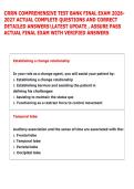 CRRN COMPREHENSIVE TEST BANK FINAL EXAM 2026&NewLine;2027 ACTUAL COMPLETE QUESTIONS AND CORRECT &NewLine;DETAILED ANSWERSLATEST UPDATE &comma; ASSURE PASS  &NewLine;ACTUAL FINAL EXAM WITH VERIFIED ANSWERS