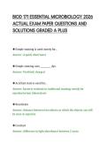 BIOD 171 ESSENTIAL MICROBIOLOGY 2026&NewLine;ACTUAL EXAM PAPER QUESTIONS AND&NewLine;SOLUTIONS GRADED A PLUS