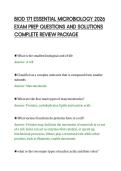 BIOD 171 ESSENTIAL MICROBIOLOGY 2026&NewLine;EXAM PREP QUESTIONS AND SOLUTIONS&NewLine;COMPLETE REVIEW PACKAGE