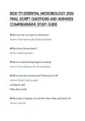 BIOD 171 ESSENTIAL MICROBIOLOGY 2026&NewLine;FINAL SCRIPT QUESTIONS AND ANSWERS&NewLine;COMPREHENSIVE STUDY GUIDE