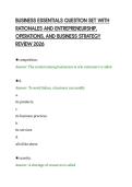BUSINESS ESSENTIALS QUESTION SET WITH&NewLine;RATIONALES AND ENTREPRENEURSHIP&comma;&NewLine;OPERATIONS&comma; AND BUSINESS STRATEGY&NewLine;REVIEW 2026