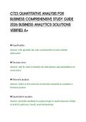C723 QUANTITATIVE ANALYSIS FOR&NewLine;BUSINESS COMPREHENSIVE STUDY GUIDE&NewLine;2026 BUSINESS ANALYTICS SOLUTIONS&NewLine;VERIFIED A&plus;