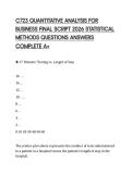 C723 QUANTITATIVE ANALYSIS FOR&NewLine;BUSINESS FINAL SCRIPT 2026 STATISTICAL&NewLine;METHODS QUESTIONS ANSWERS&NewLine;COMPLETE A&plus;