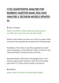 C723 QUANTITATIVE ANALYSIS FOR&NewLine;BUSINESS QUESTION BANK 2026 DATA&NewLine;ANALYSIS & DECISION MODELS UPDATED&NewLine;A&plus;