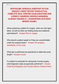OPHTHALMIC SURGICAL ASSISTANT ACTUAL &NewLine;2026&sol;2027 &vert;&vert; MOST RECENT EXAM ACTUAL &NewLine;COMPLETE REAL VERIFIED EXAM QUESTIONS AND &NewLine;CORRECT ANSWERS &lpar;VERIFIED ANSWERS&rpar; &NewLine;ALREADY GRADED A&plus; &vert; GUARANTEED SUCCESS&excl;&excl; &NewLine;NEWEST EXAM&excl;&excl;&excl;
