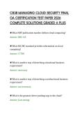 C838 MANAGING CLOUD SECURITY FINAL&NewLine;OA CERTIFICATION TEST PAPER 2026&NewLine;COMPLETE SOLUTIONS GRADED A PLUS&NewLine;