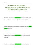 GALEN NUR 242 EXAM 4 &ndash;&NewLine;NEURO&vert;&vert;ACTUAL QUESTIONS WITH&NewLine;VERIFIED SOLUTIONS 2026&NewLine;