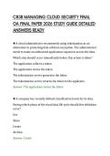 C838 MANAGING CLOUD SECURITY FINAL&NewLine;OA FINAL PAPER 2026 STUDY GUIDE DETAILED&NewLine;ANSWERS READY