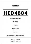HED4804 Assignment 3 Answers - Year Module&comma; 2026 &vert; Due Date July 2026