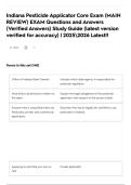 Indiana Pesticide Applicator Core Exam &lpar;MAIN REVIEW&rpar; EXAM Questions and Answers &lpar;Verified Answers&rpar; Study Guide &lpar;latest version verified for accuracy&rpar; &vert; 20252026 Latest&excl;&excl; 