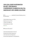 C841 LEGAL ISSUES IN INFORMATION&NewLine;SECURITY PERFORMANCE&NewLine;COMPREHENSIVE EXAMINATION 2026 FULL&NewLine;QUESTION SET WITH VERIFIED SOLUTIONS
