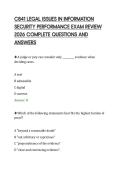 C841 LEGAL ISSUES IN INFORMATION&NewLine;SECURITY PERFORMANCE EXAM REVIEW&NewLine;2026 COMPLETE QUESTIONS AND&NewLine;ANSWERS