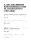 C841 LEGAL ISSUES IN INFORMATION&NewLine;SECURITY PERFORMANCE EXAM SCRIPT&NewLine;2026 COMPLETE QUESTIONS AND&NewLine;CORRECT ANSWERS