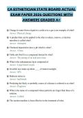 CA ESTHETICIAN STATE BOARD ACTUAL&NewLine;EXAM PAPER 2026 QUESTIONS WITH&NewLine;ANSWERS GRADED A&plus;