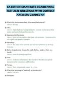 CA ESTHETICIAN STATE BOARD FINAL&NewLine;TEST 2026 QUESTIONS WITH CORRECT&NewLine;ANSWERS GRADED A&plus;
